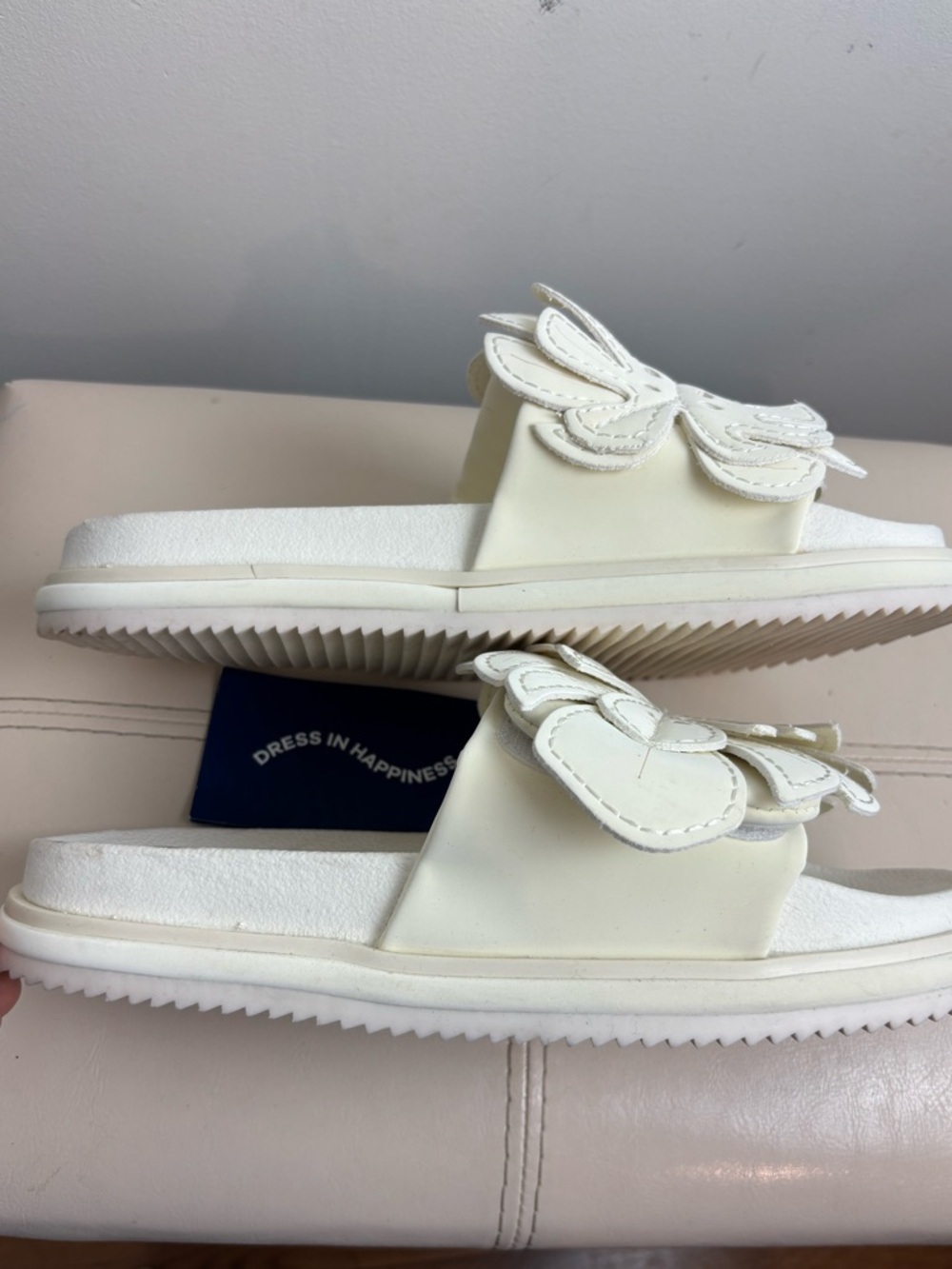 Farm Rio Monstera Leaf Sandal Platform Slides White Adjustable Tropical 9 NWT - Picture 4 of 9